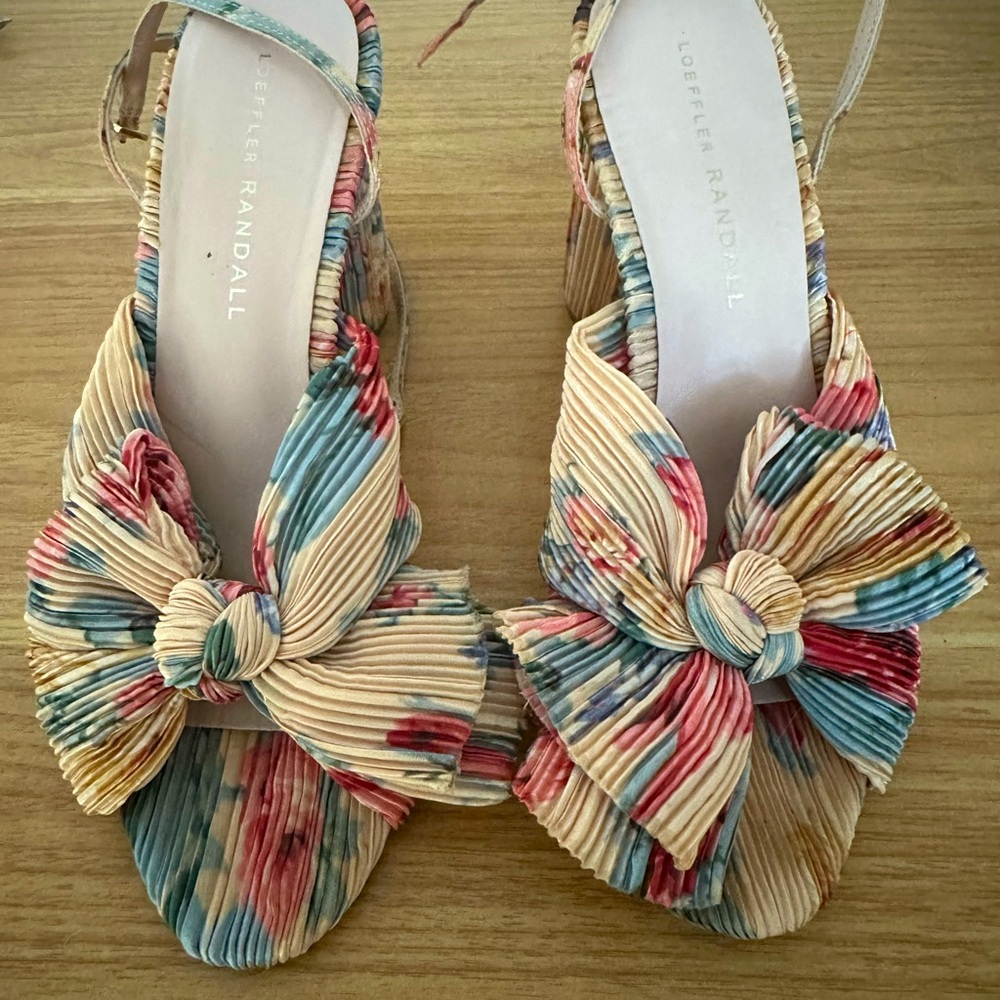Loeffler Randall Penny Pleated Knot Mule Cream Botanical Floral